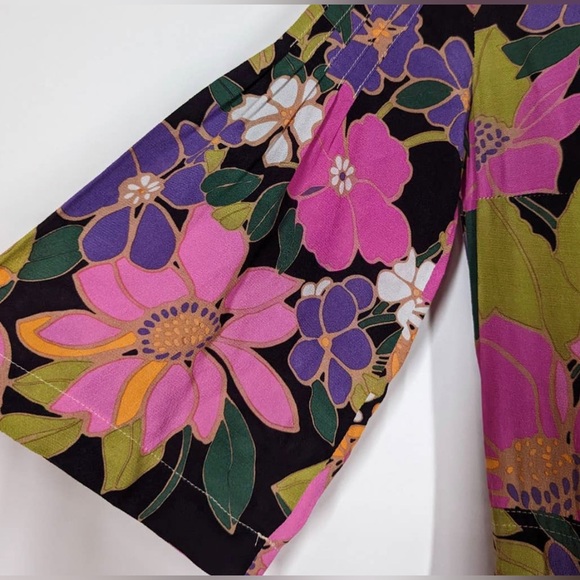 PATOU Floral Print Pleated Maxi Shirt Dress Size 36 US 2 Women's Preowned *flaws - Picture 6 of 9